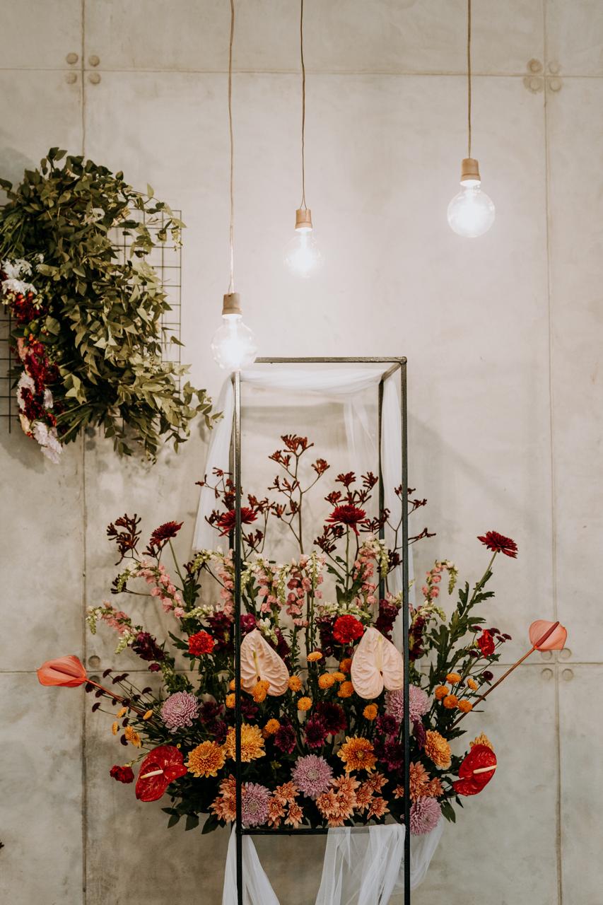 Floral arrangement on stand
